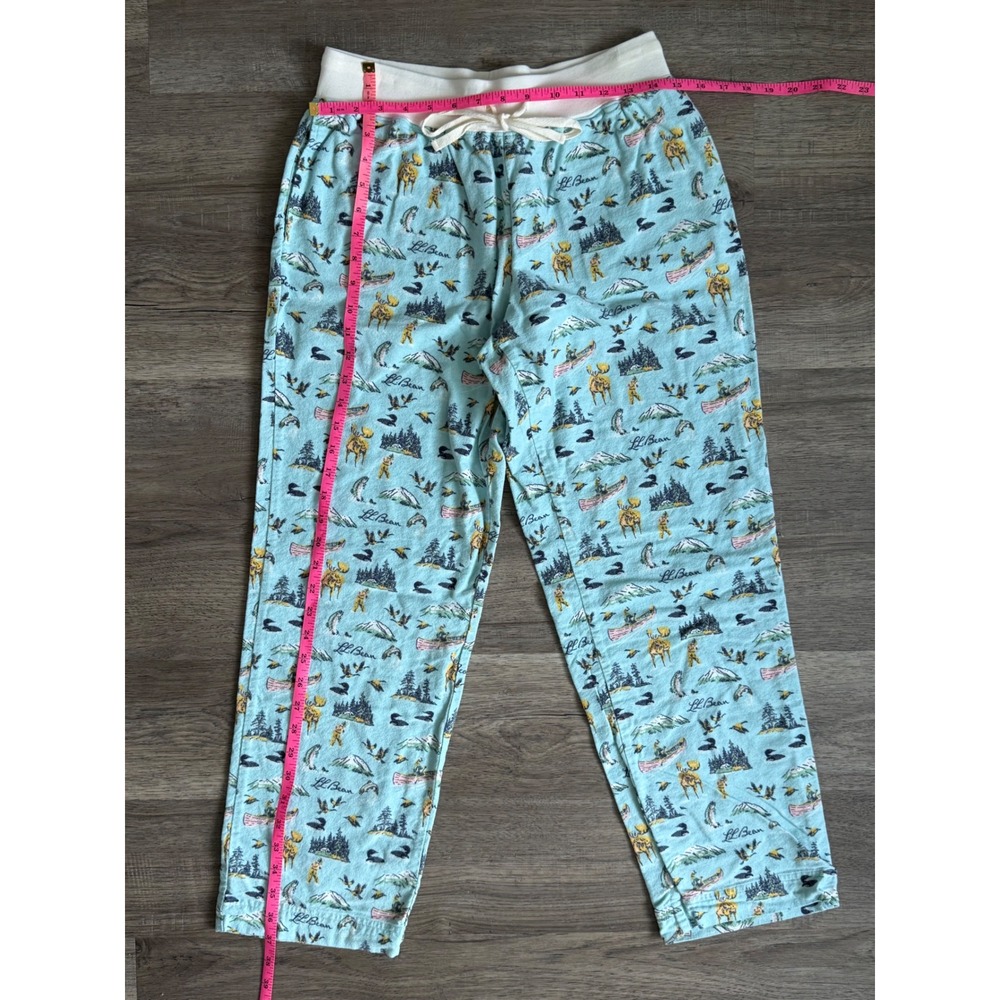 L.L.Bean Outdoor Pajama Lounge Pants Women's Small Blue Moose Lake Cabin Print - Picture 12 of 12